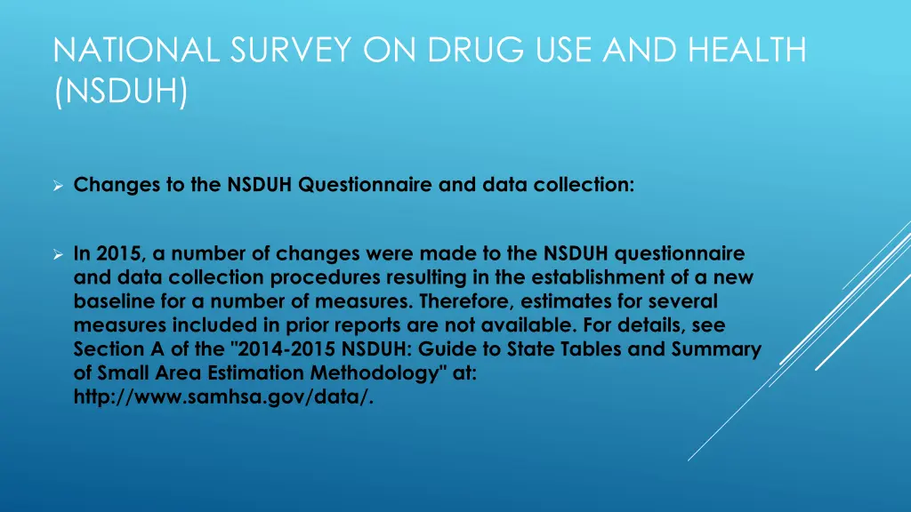 national survey on drug use and health nsduh