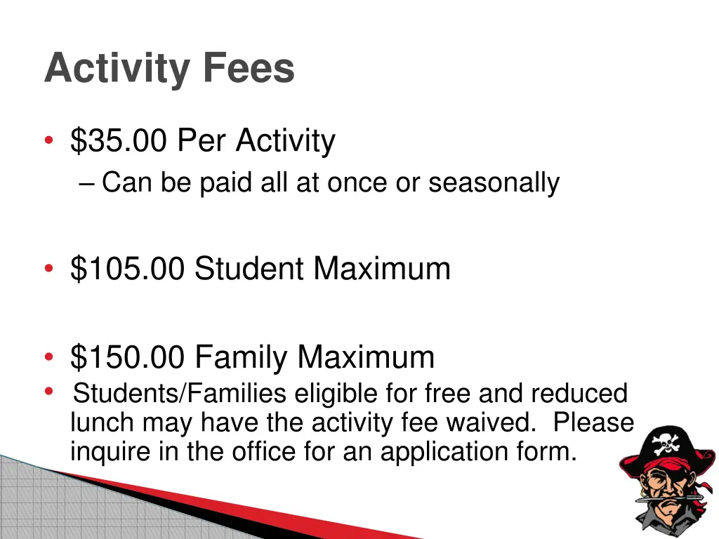 activity fees
