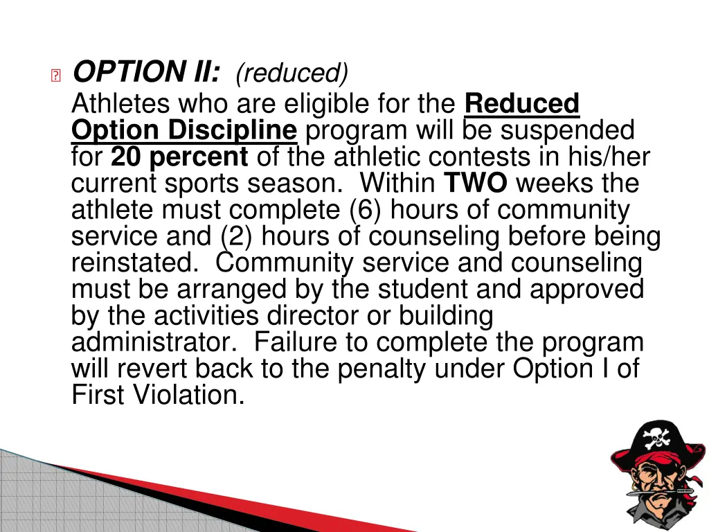 option ii reduced athletes who are eligible