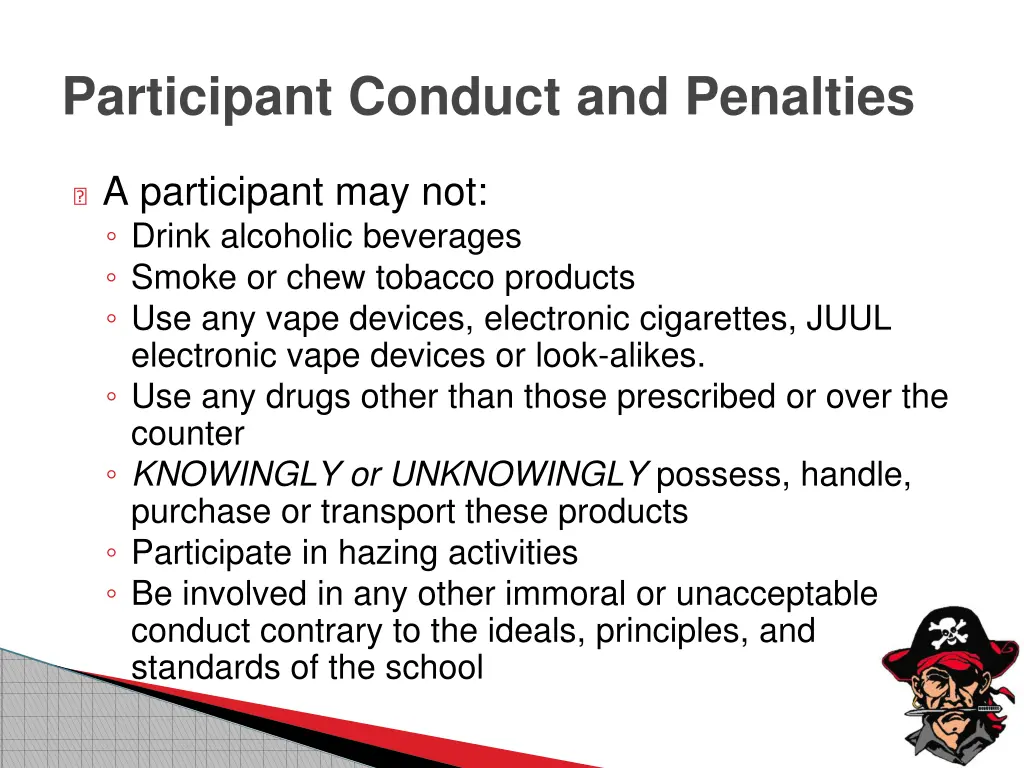 participant conduct and penalties 1