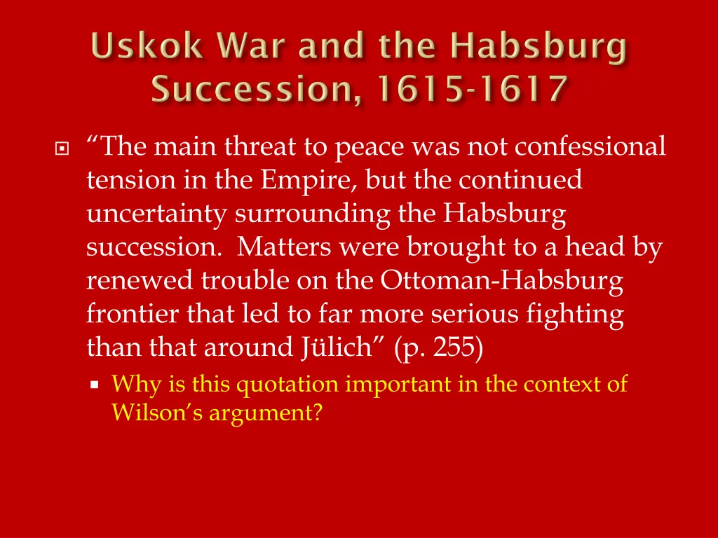the main threat to peace was not confessional