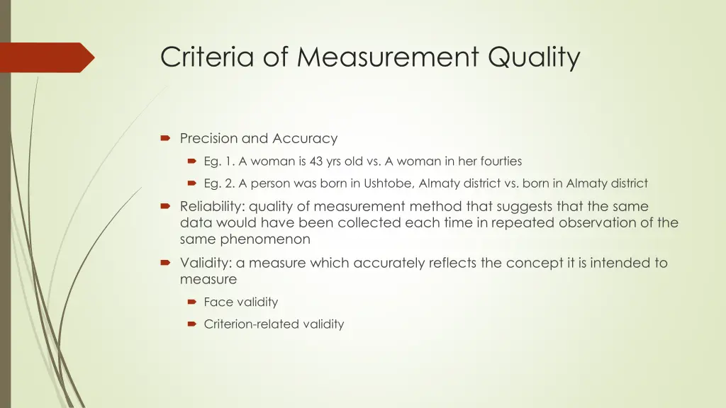 criteria of measurement quality