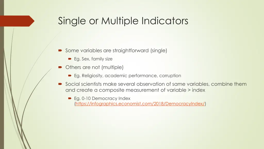 single or multiple indicators