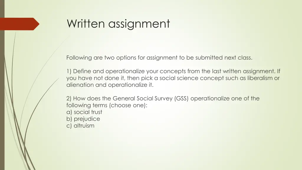 written assignment