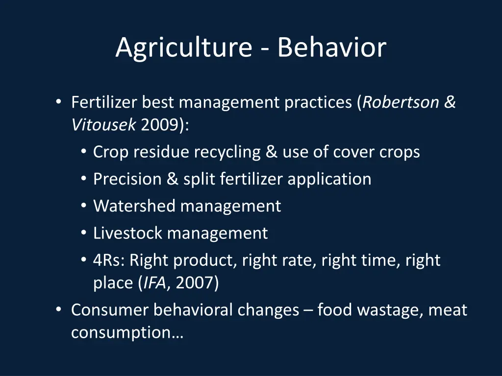 agriculture behavior