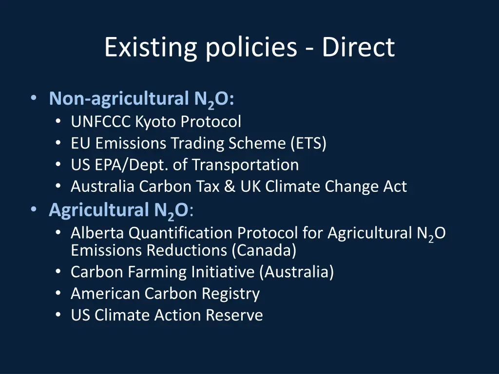 existing policies direct