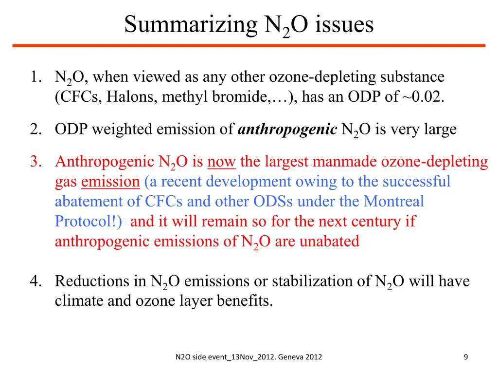 summarizing n 2 o issues