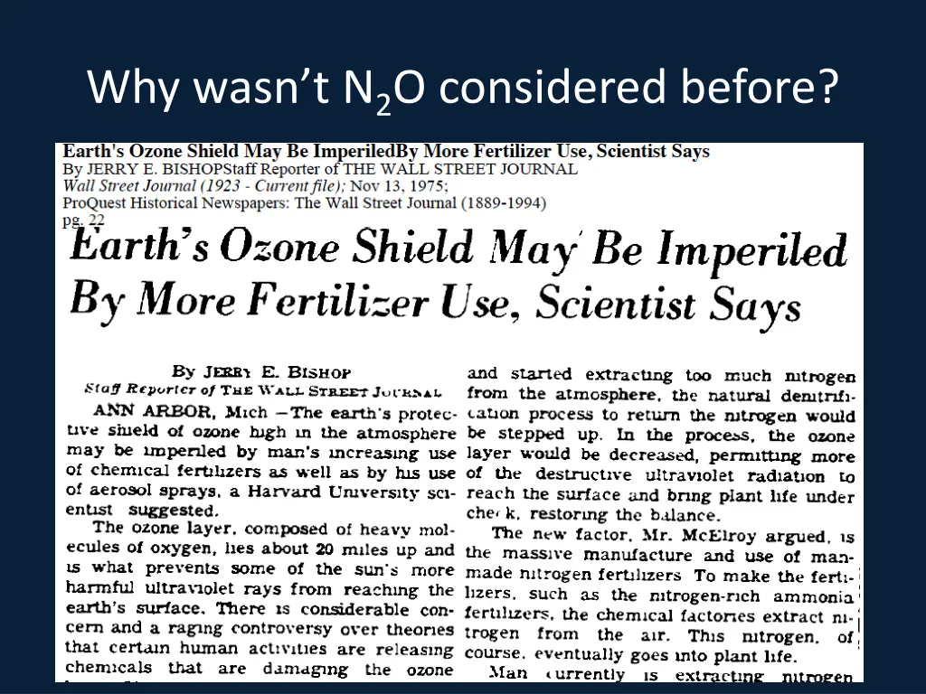 why wasn t n 2 o considered before