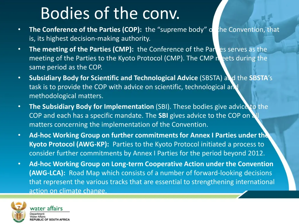 bodies of the conv the conference of the parties