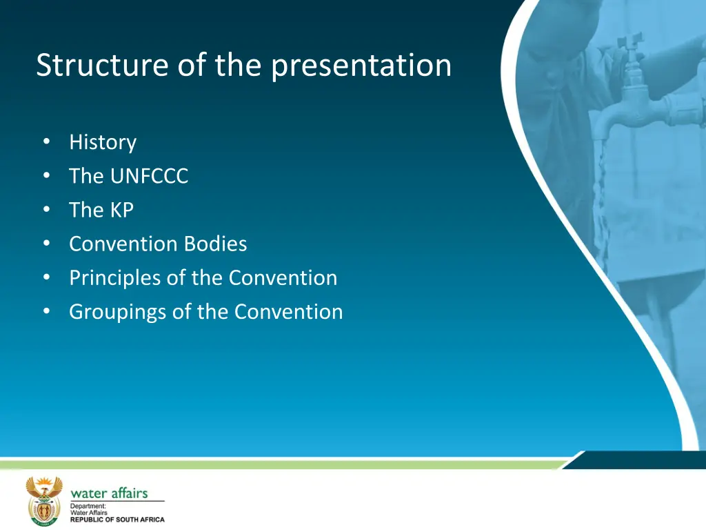 structure of the presentation