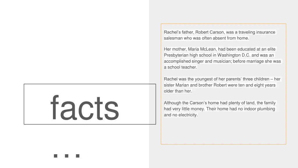 rachel s father robert carson was a traveling