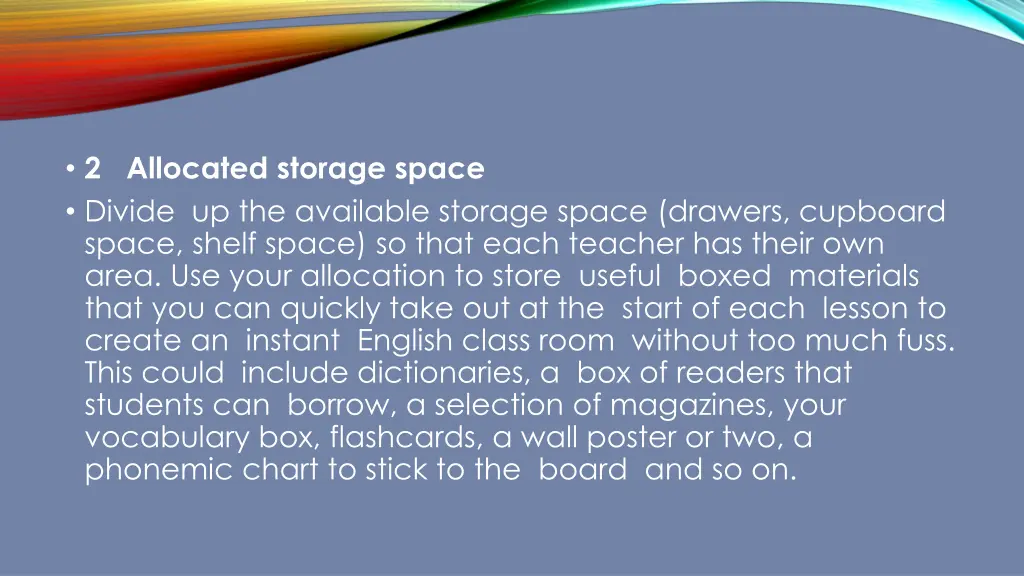 2 allocated storage space divide up the available