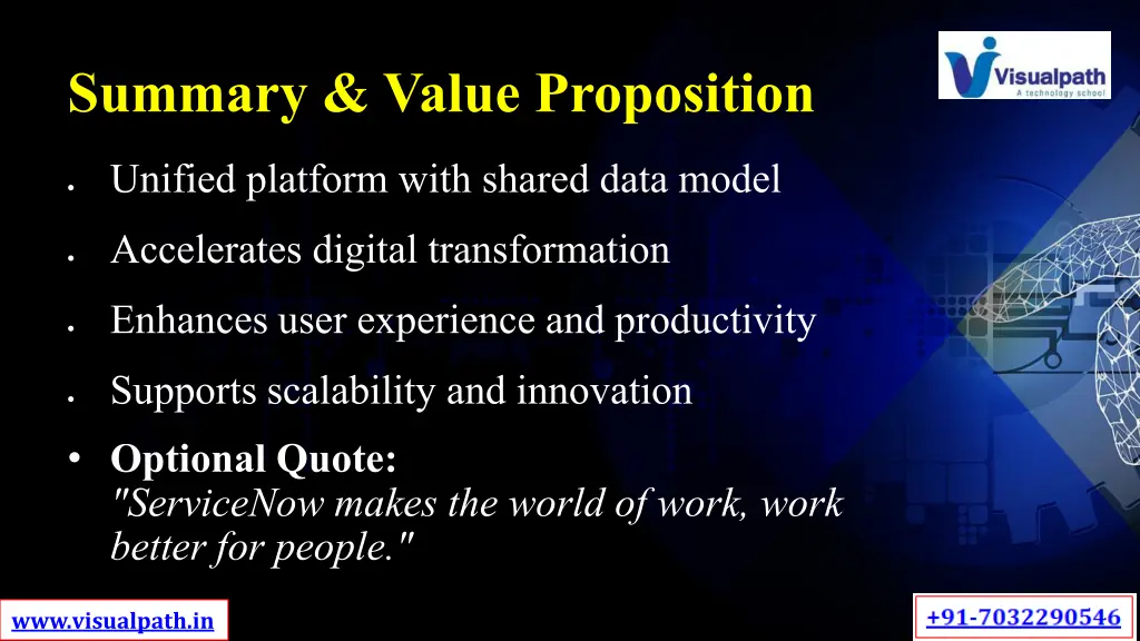 summary value proposition