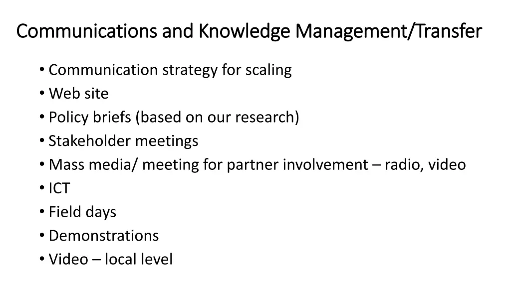 communications and knowledge communications