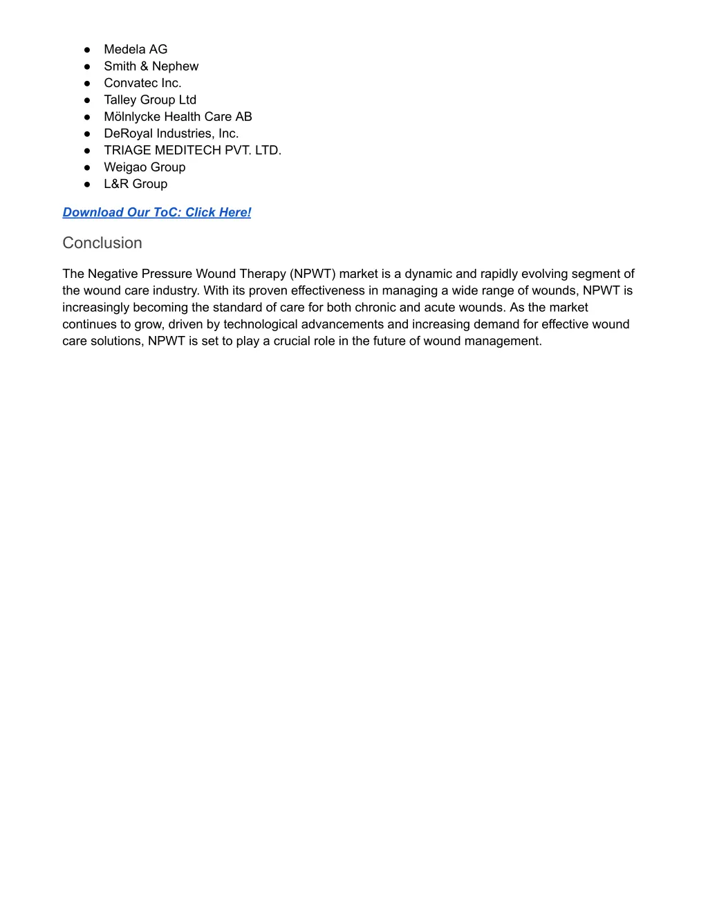 medela ag smith nephew convatec inc talley group