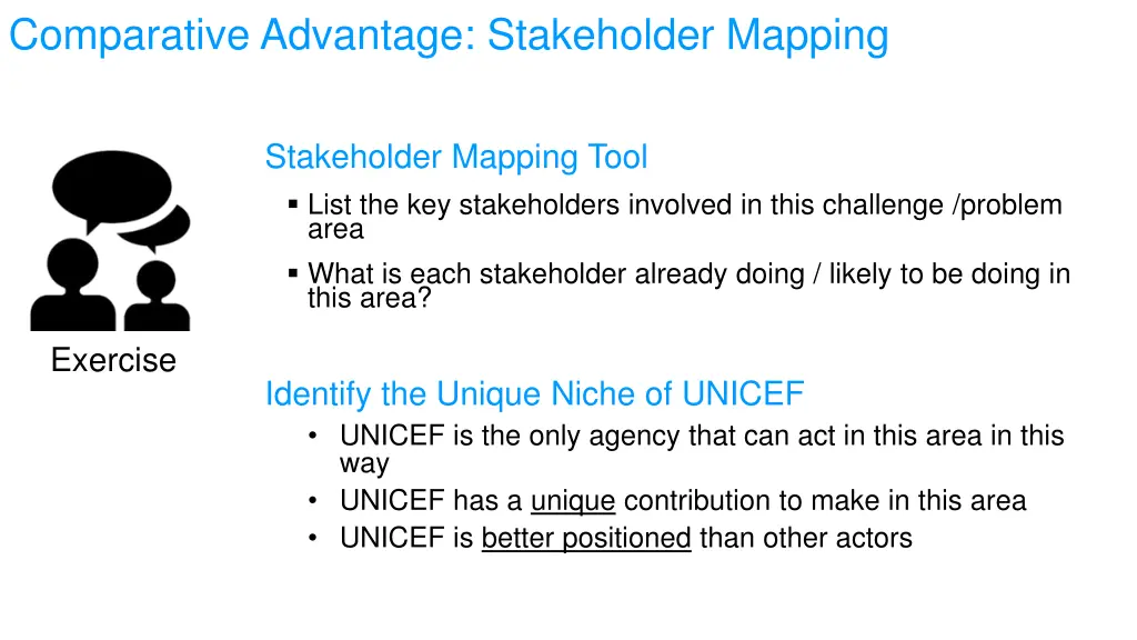 comparative advantage stakeholder mapping