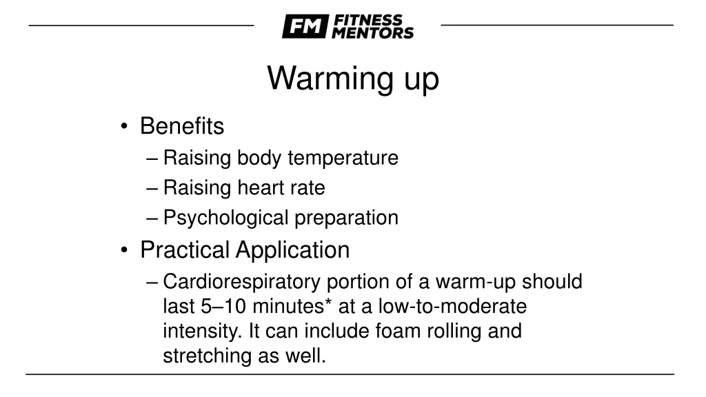 warming up 1
