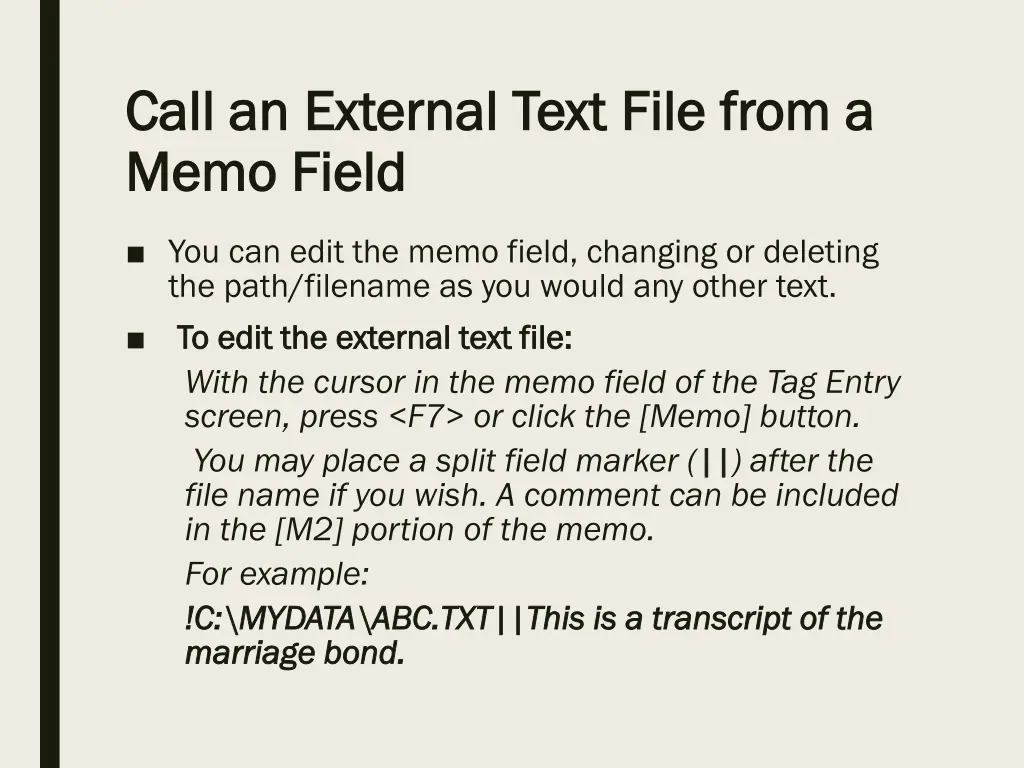 call an external text file from a call 1