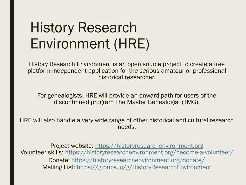 history research environment hre