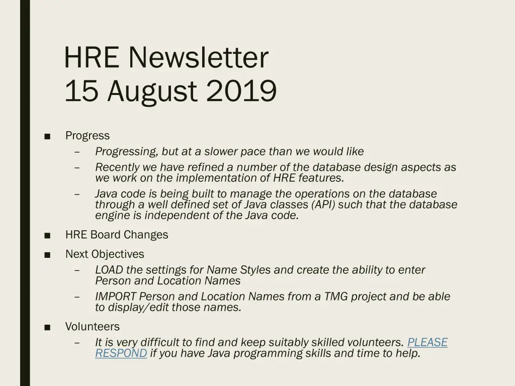 hre newsletter 15 august 2019