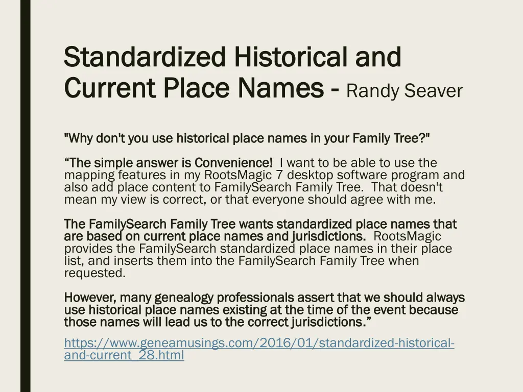 standardized historical and standardized