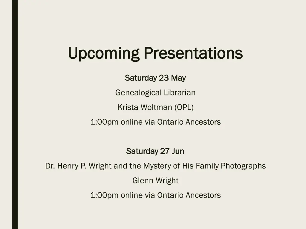 upcoming presentations upcoming presentations