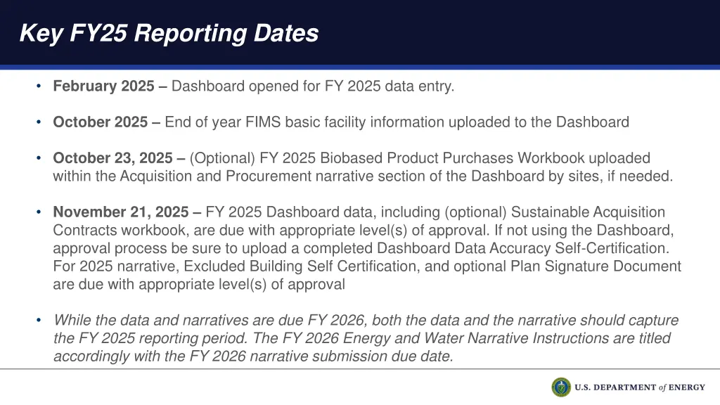 key fy25 reporting dates