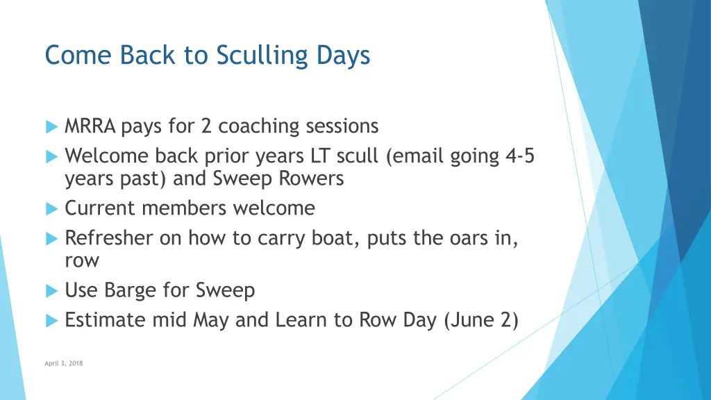 come back to sculling days