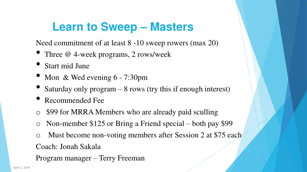 learn to sweep masters