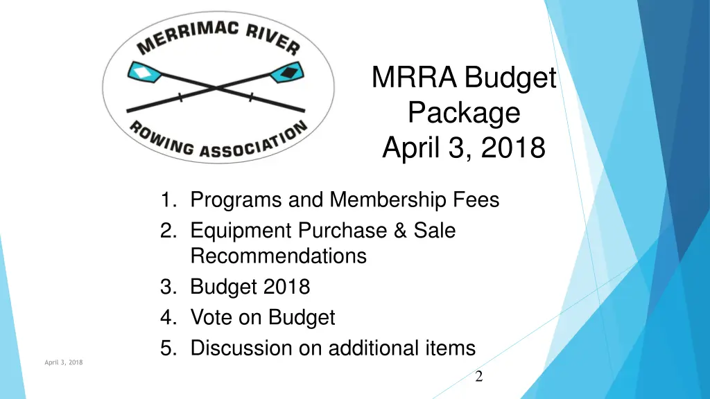 mrra budget package april 3 2018