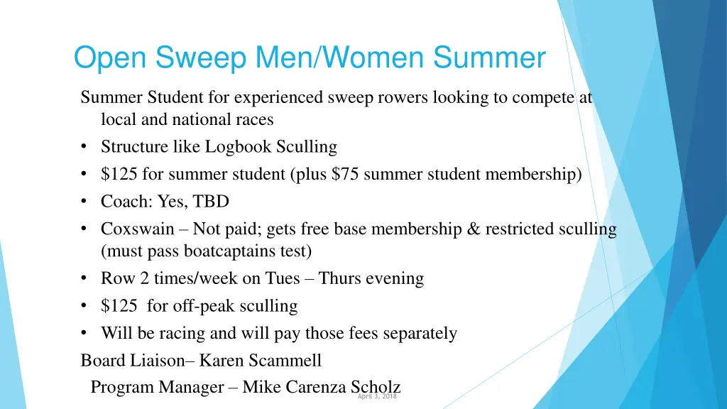open sweep men women summer