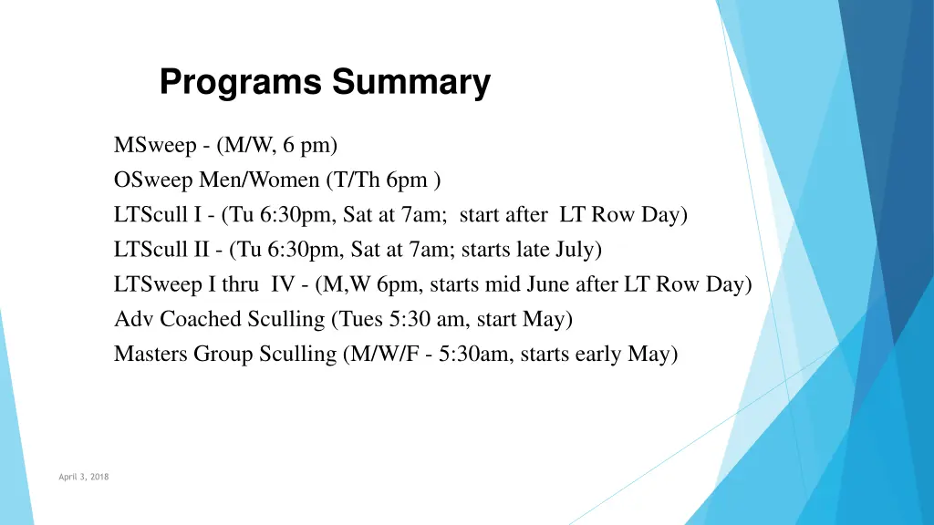programs summary