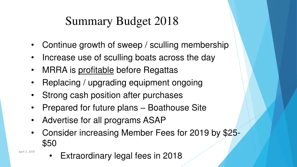 summary budget 2018