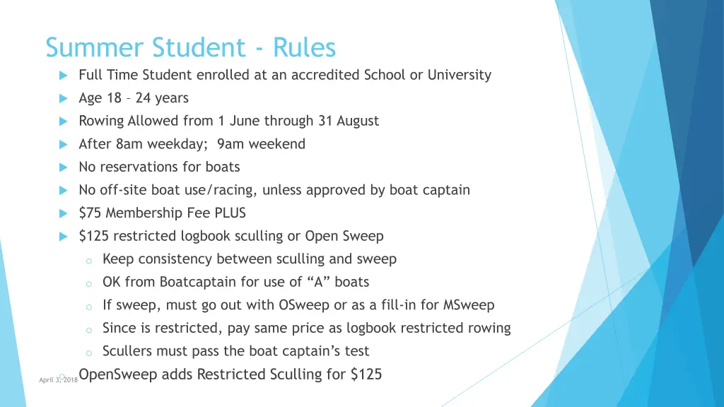 summer student rules full time student enrolled