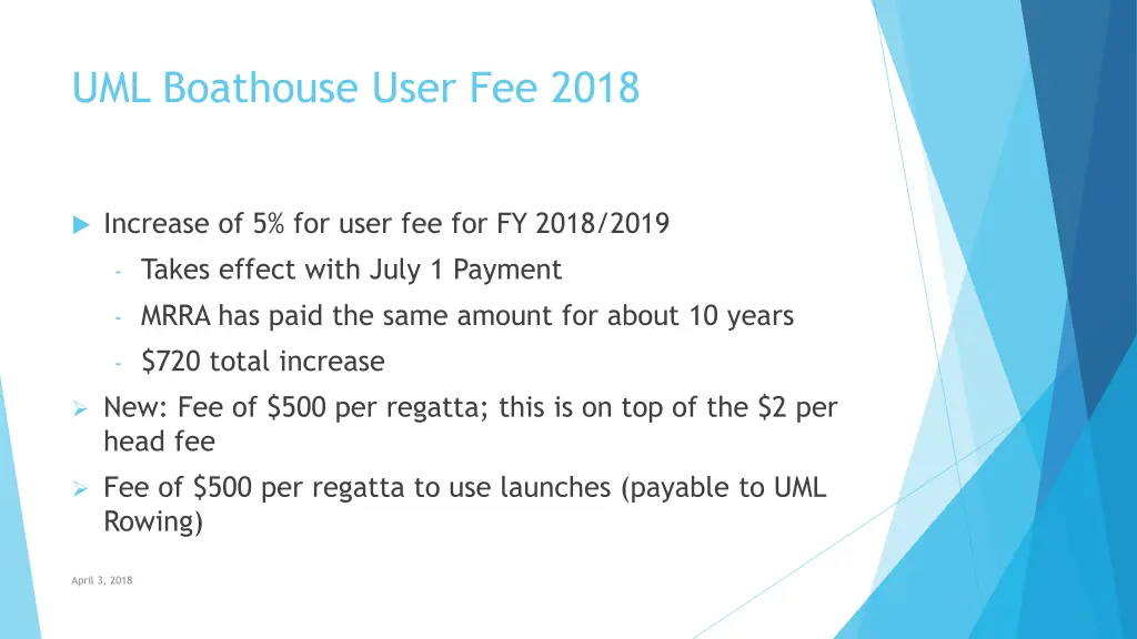 uml boathouse user fee 2018