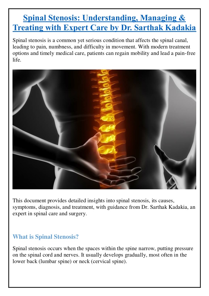 spinal stenosis understanding managing treating