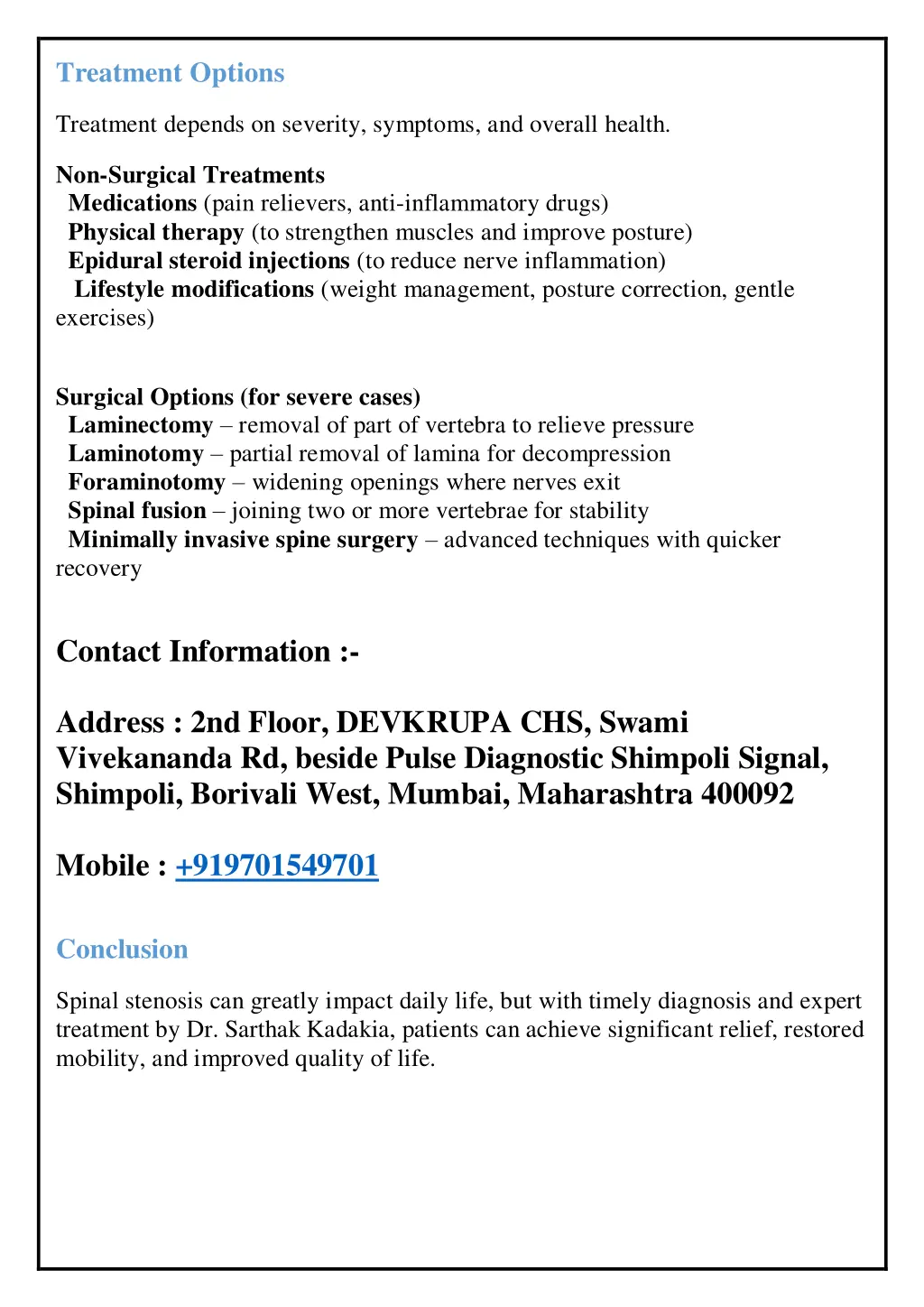 treatment options