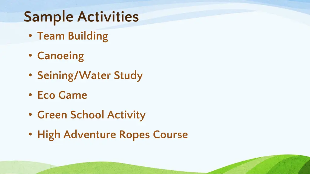 sample activities team building