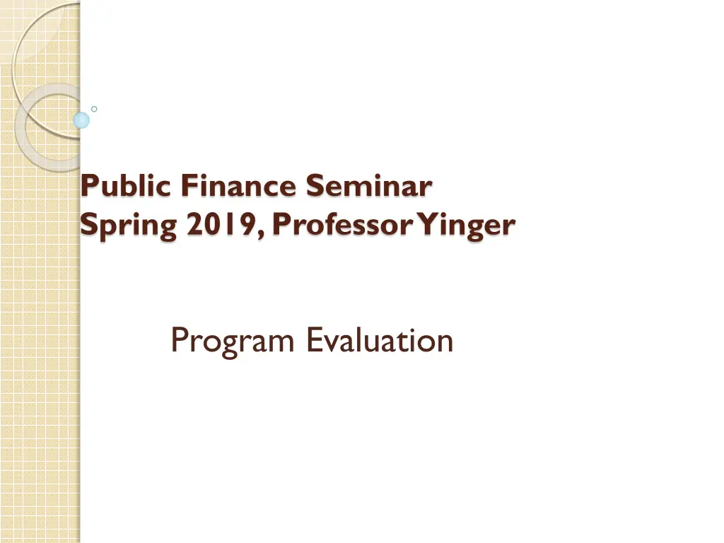 public finance seminar spring 2019 professor
