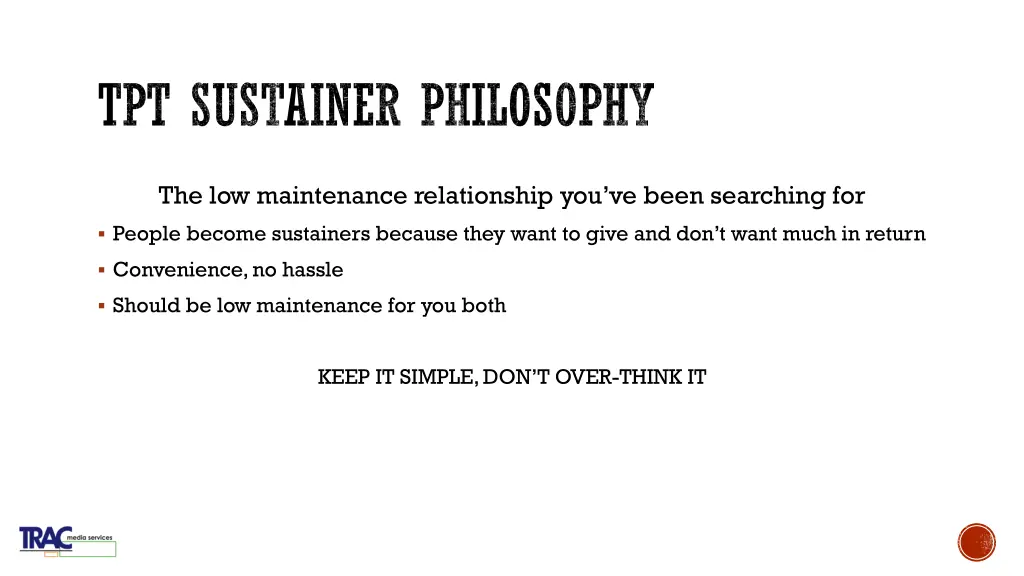 tpt sustainer philosophy