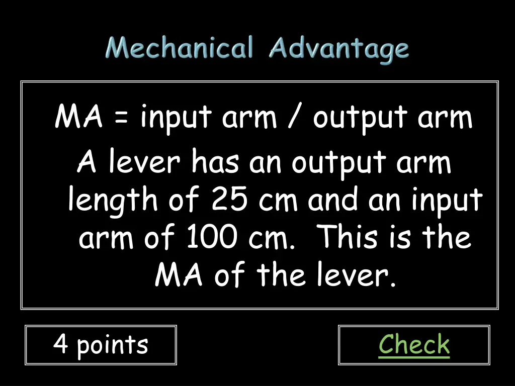 ma input arm output arm a lever has an output