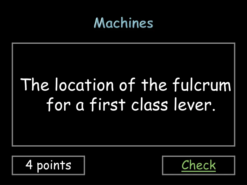 the location of the fulcrum for a first class