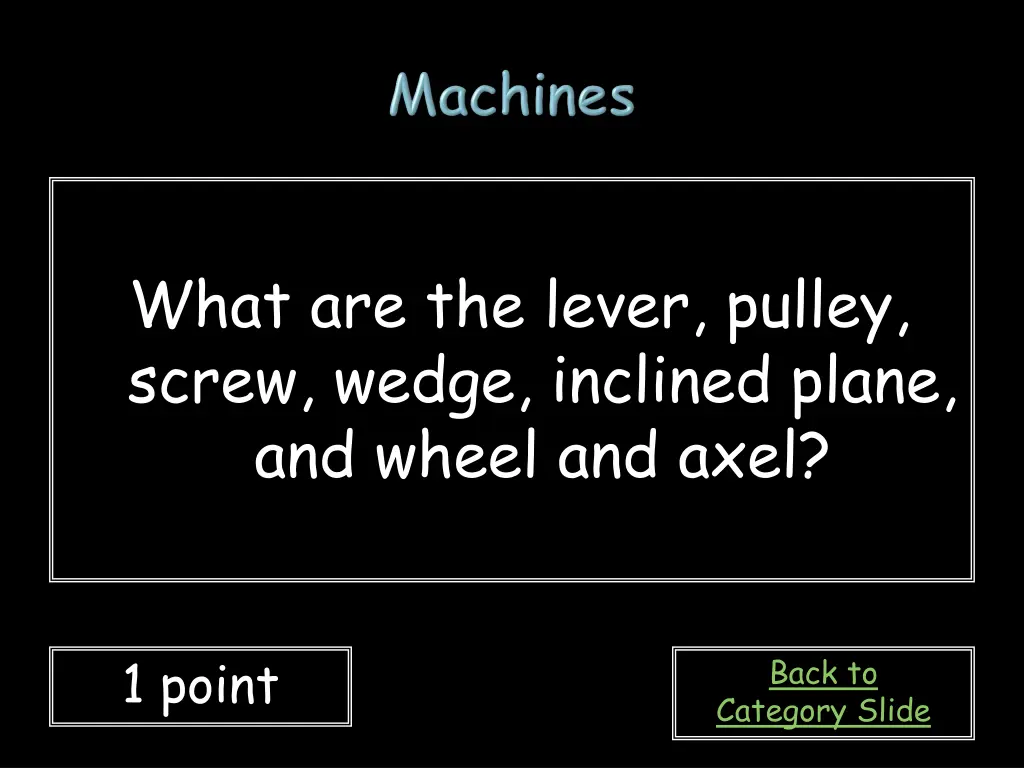 what are the lever pulley screw wedge inclined