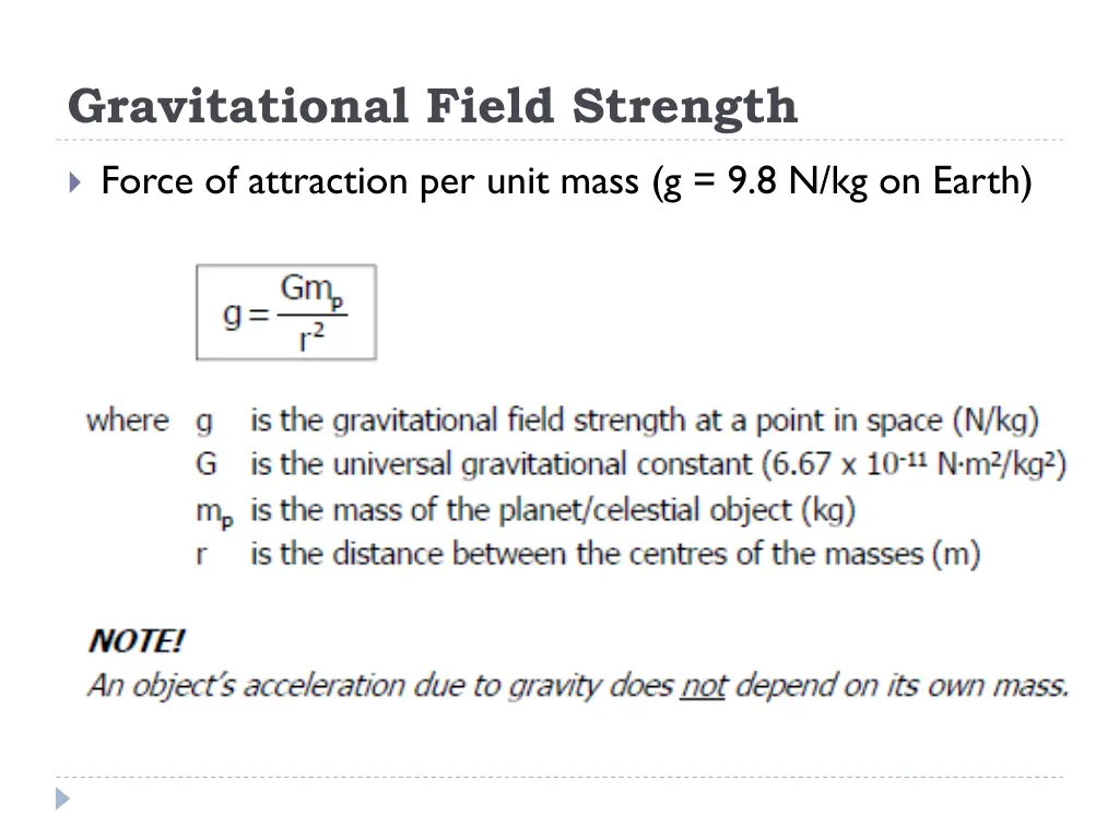 gravitational field strength 3