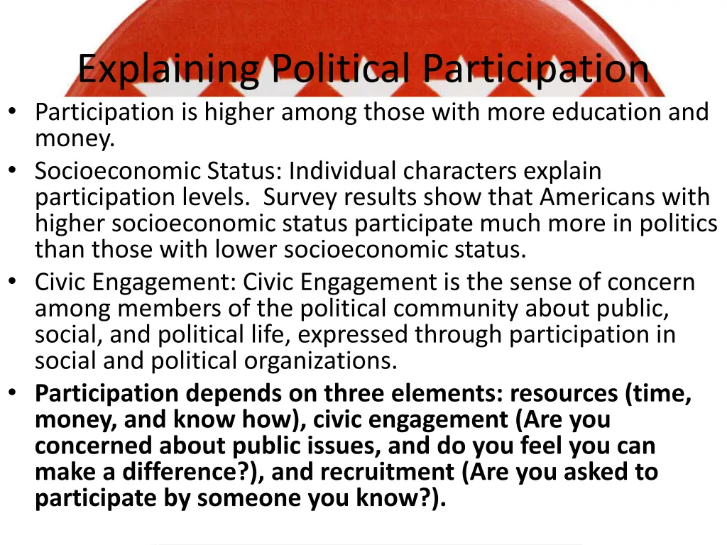 explaining political participation participation