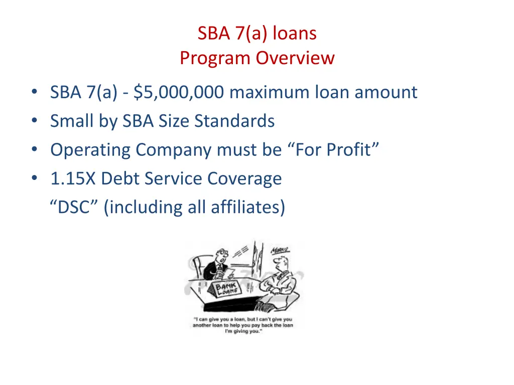 sba 7 a loans program overview