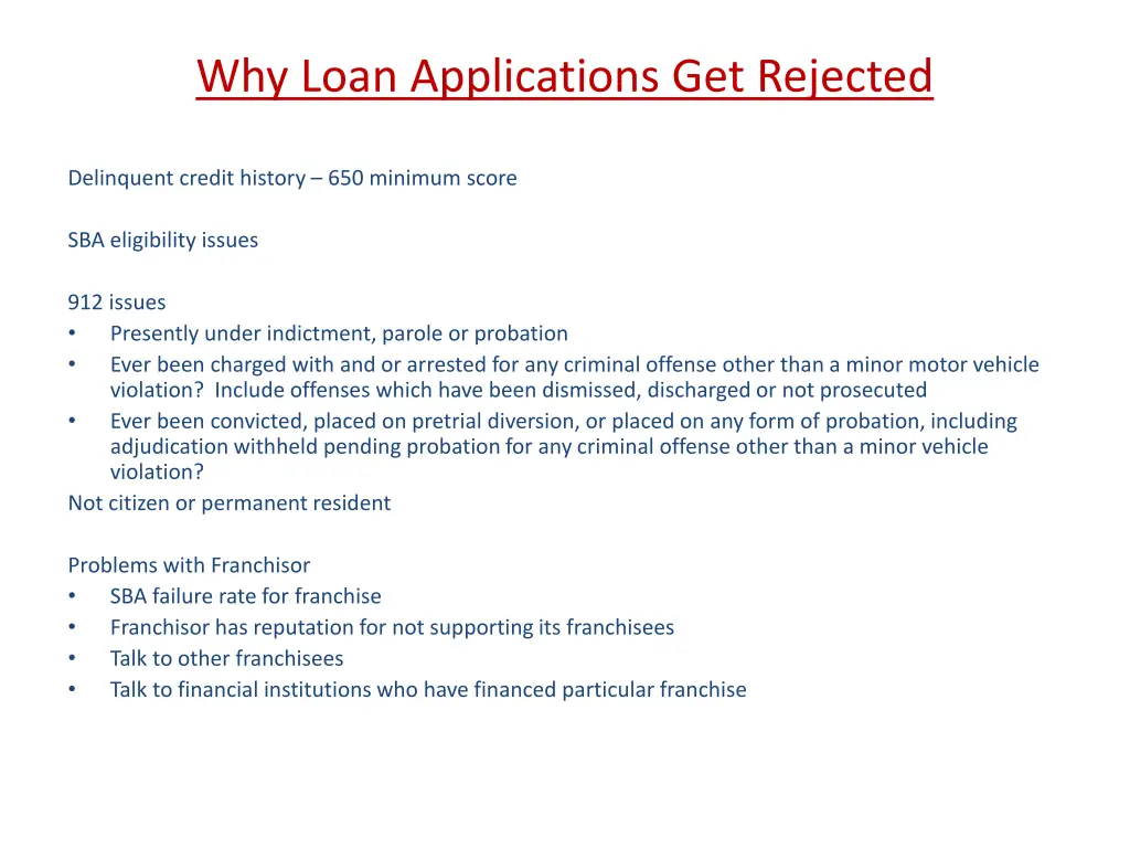 why loan applications get rejected