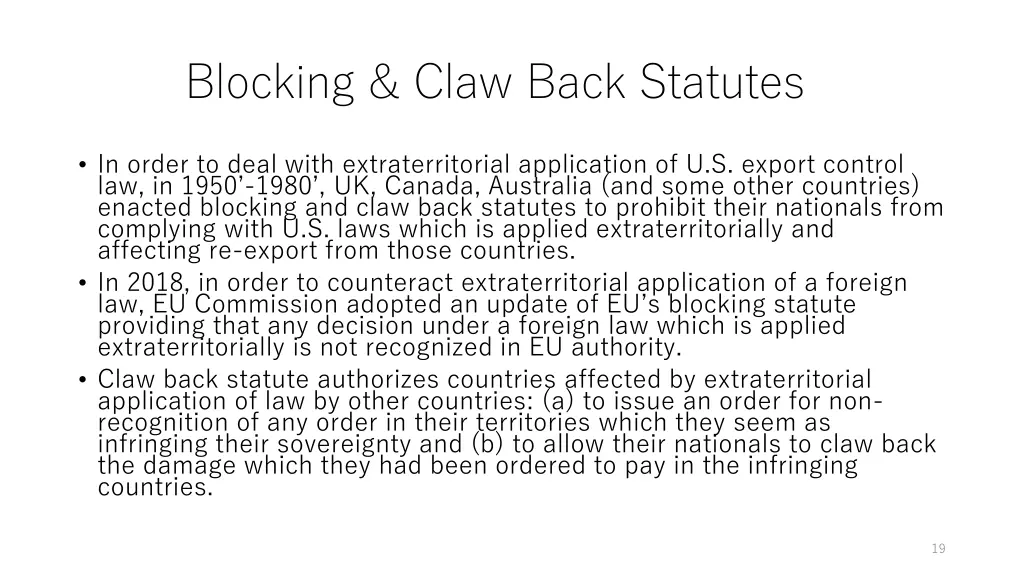 blocking claw back statutes