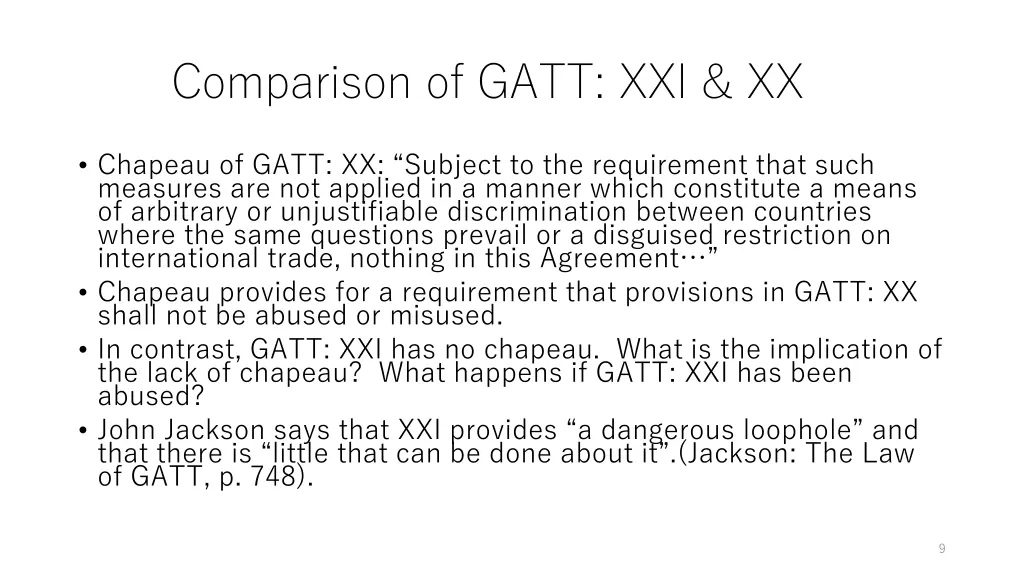 comparison of gatt xxi xx