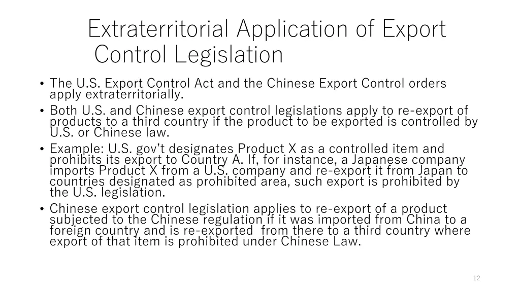 extraterritorial application of export control